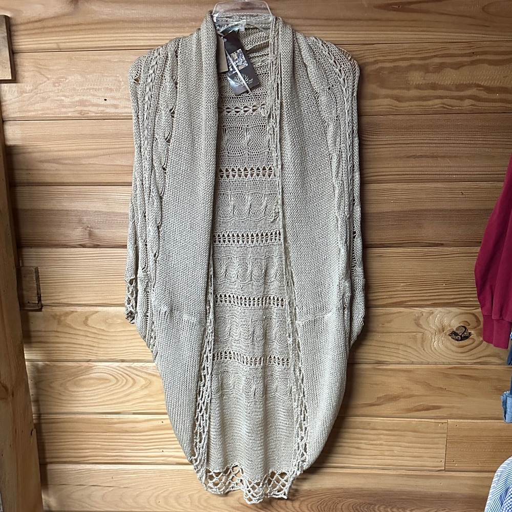 New With Tags KORI Women's Cream Open-Front Sweater Cardigan Size M